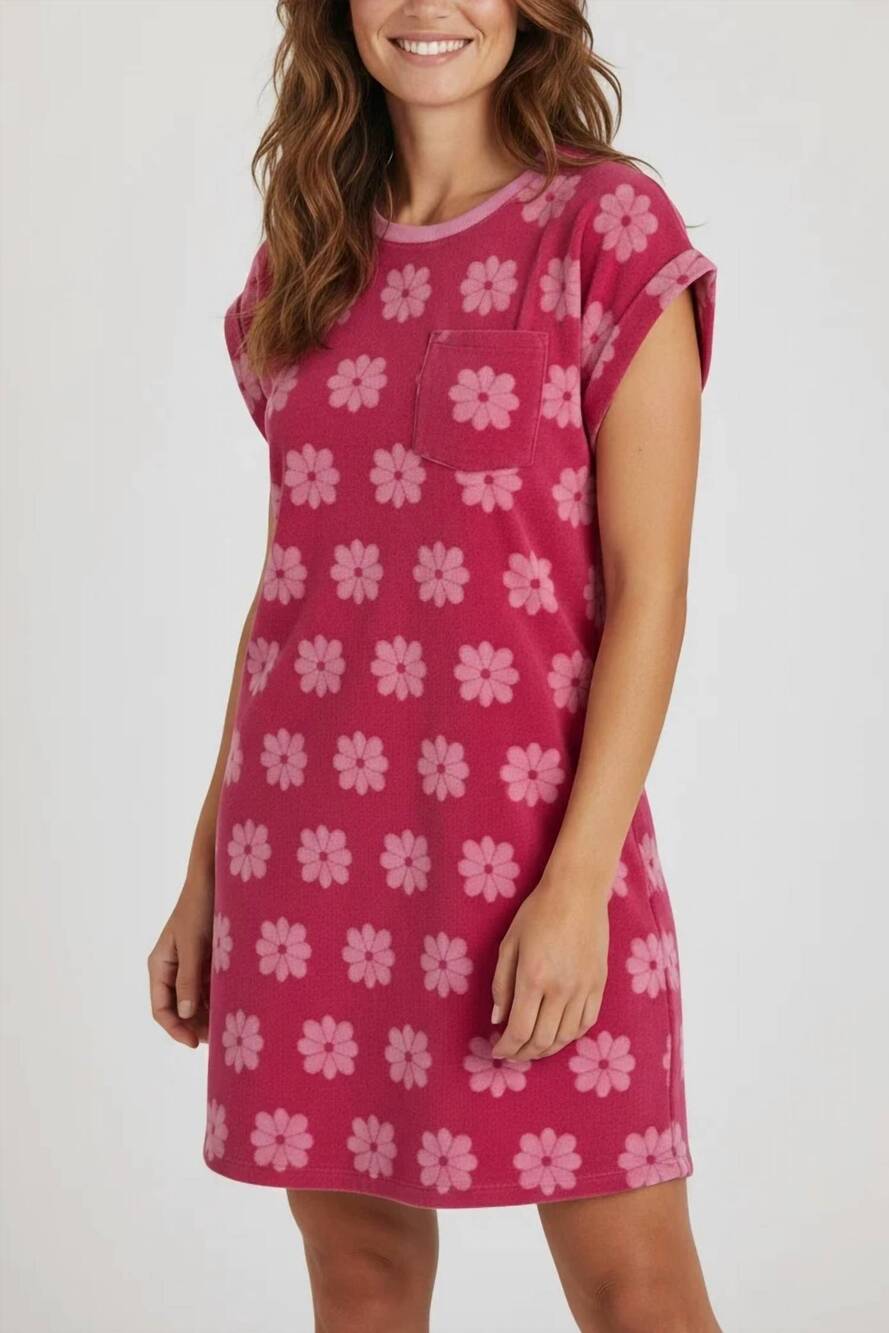 NEW LOVERICHE good vibes french terry dress in floral pink